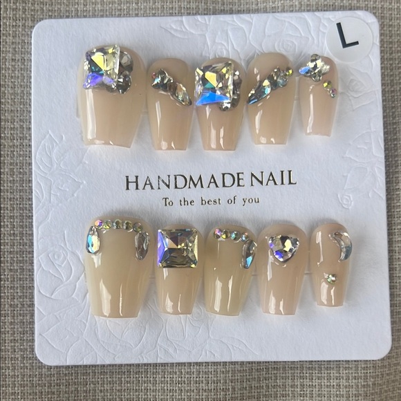 Handmade Nail Set with Rhinestones - Picture 1 of 2